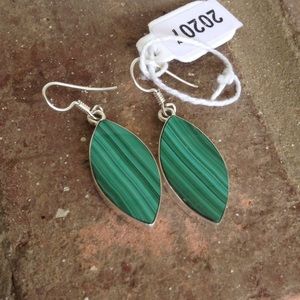 Natural Malachite Stone Earrings.